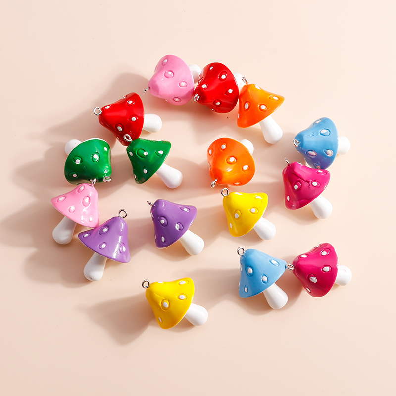 Flower Preservation Resin - 10 buah jimat jamur kartun Resin