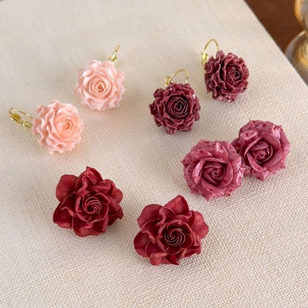 Flower Preservation Resin - Anting Mawar Buatan Manis dari Resin,