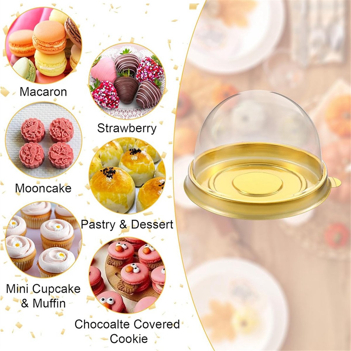 Dome Mold Clear - 【A47T】Wadah Charcuterie dengan Tutup, 200 Buah,