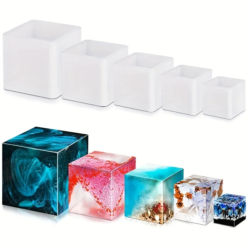 Serving Tray Mold - 5 buah cetakan Resin persegi silikon,