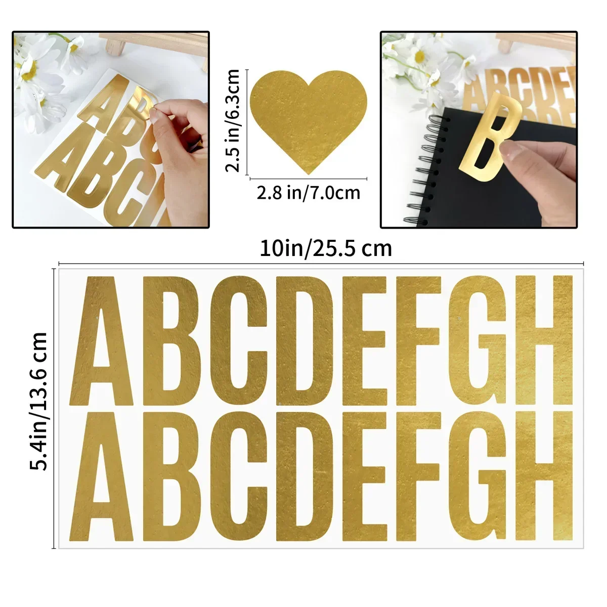 Gold Foil Flakes - Stiker huruf emas 6 lembar 100