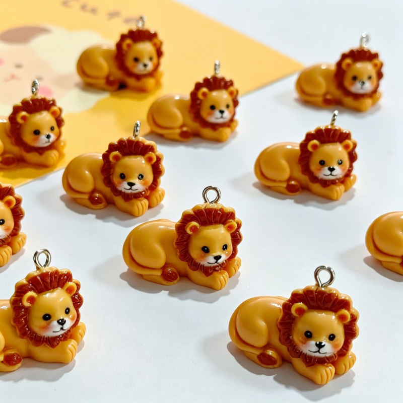 Resin Crafts Diy - 6 Buah Liontin Singa Lucu Berbahan