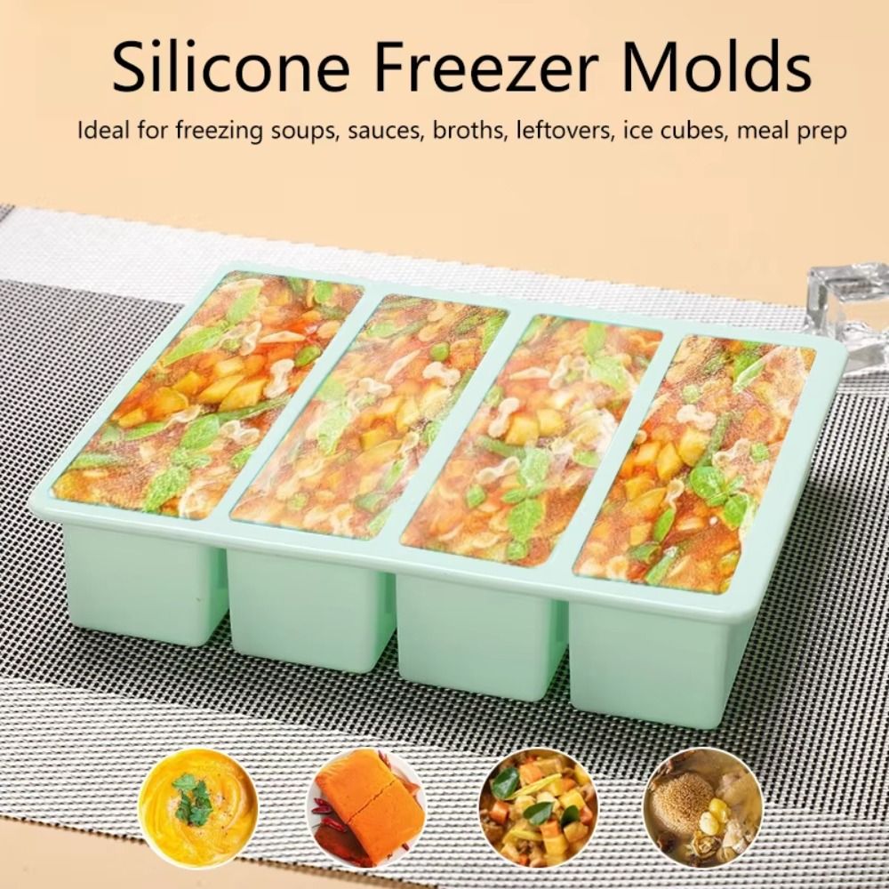Cetakan Es Silikon 4 Kotak Bes - Serving Tray Mold ulasan dan harga