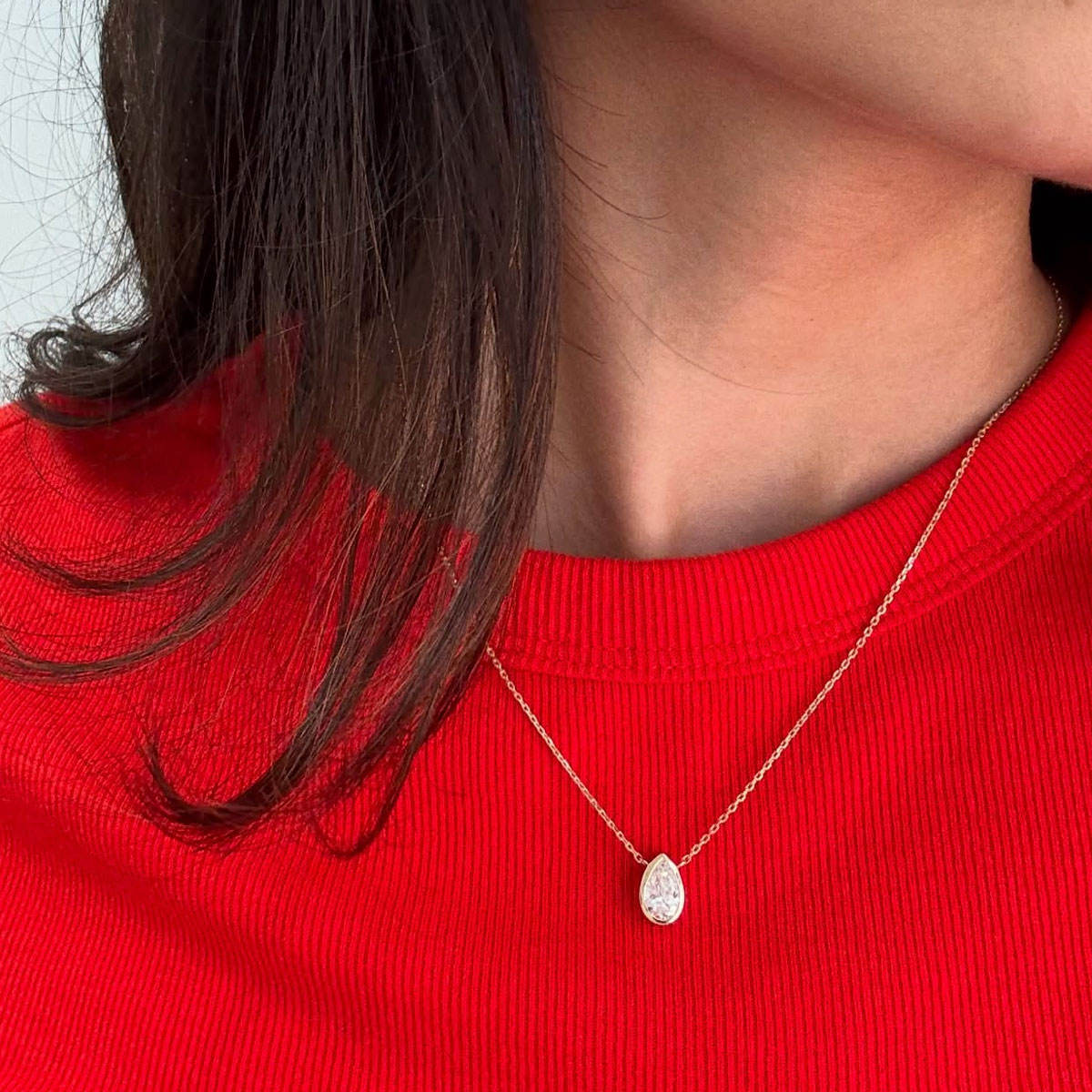 Kalung Liontin Moissanite Soli - Bezels Set Pendant ulasan dan harga
