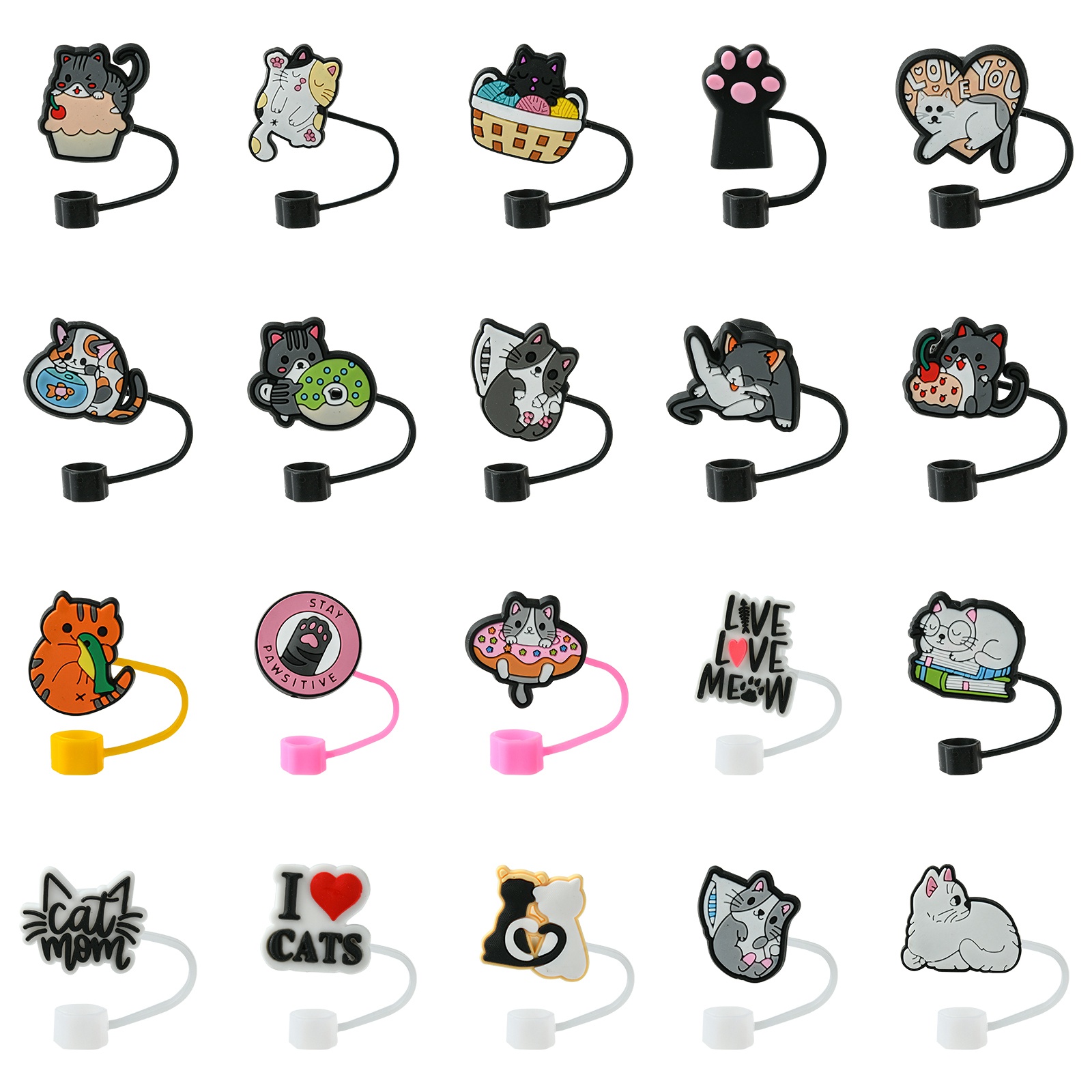 20 buah tutup sedotan kucing h - Mixing Cup Silicone ulasan dan harga