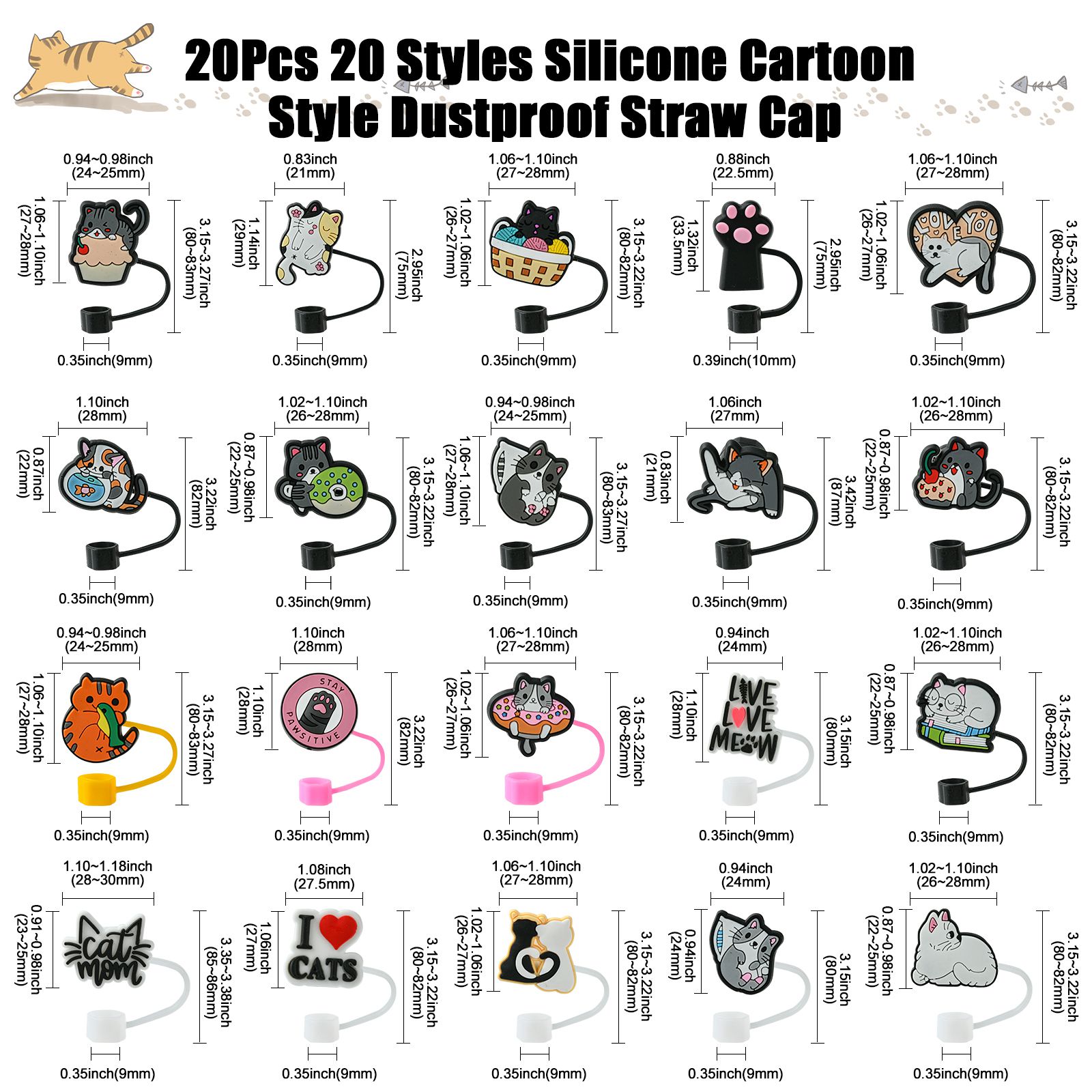 20 buah tutup sedotan kucing h - Mixing Cup Silicone ulasan dan harga